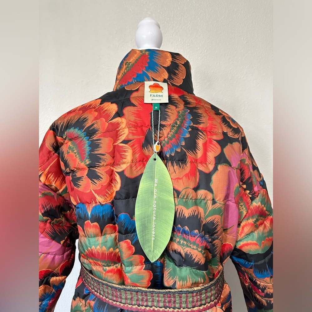 Farm Rio Printed Reversible Crazy Mix Puffer Jacket Fun Print Boho Hippie M SOLD - Picture 11 of 13